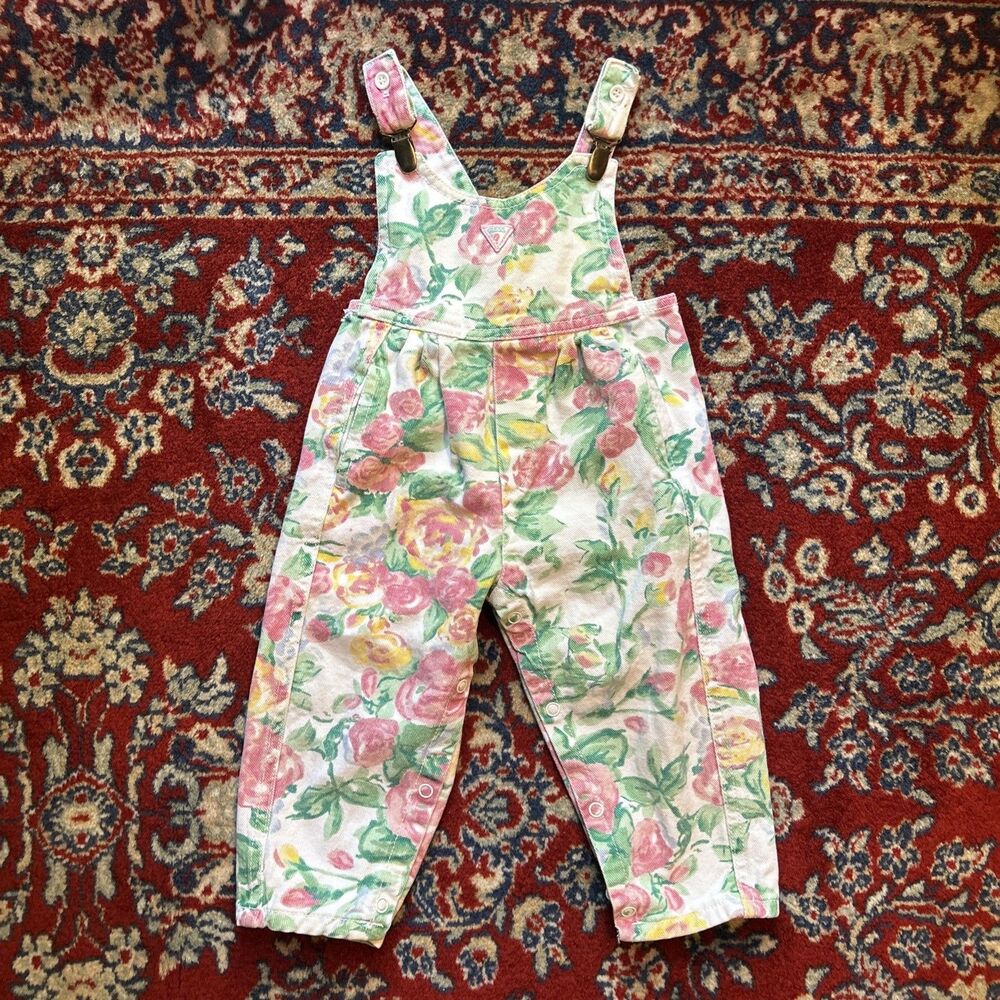 Vintage Baby Guess floral overalls Georges Marciano 24 Month Cottagecore Girl